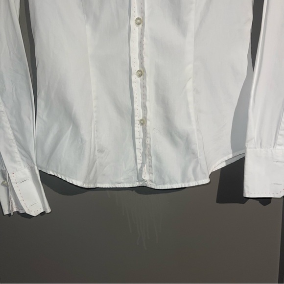 Carolina Herrera Cotton Basic White Classic Button Up Long Sleeve Shirt - Picture 5 of 14